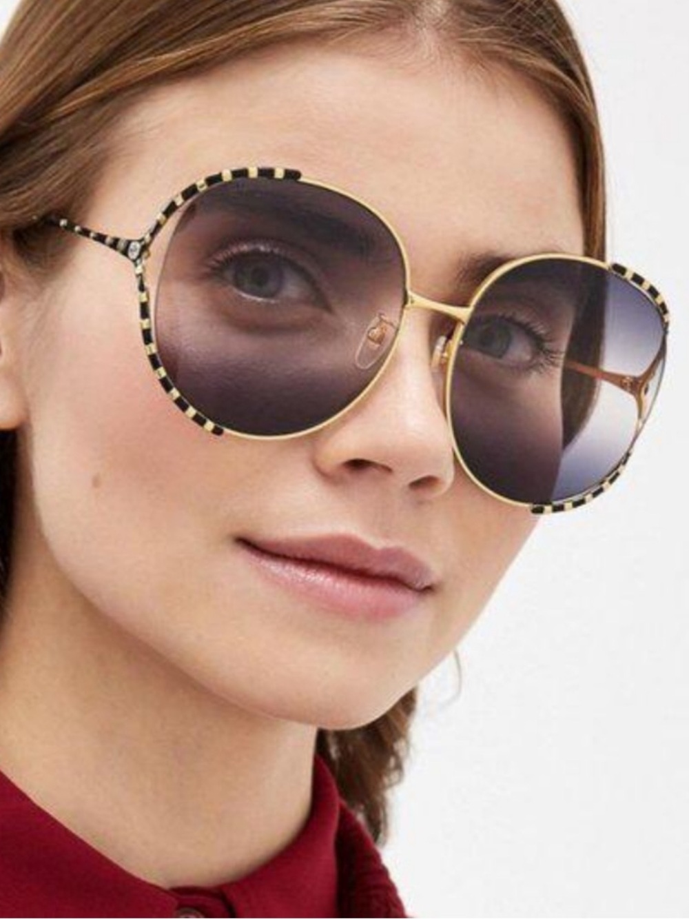 Gucci metal round frame sunglasses large round gold black GG0595S
